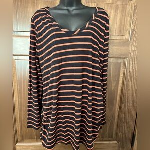 Isabel Maternity Black and Orange Scoop Neck Long Sleeve Top Size XXL